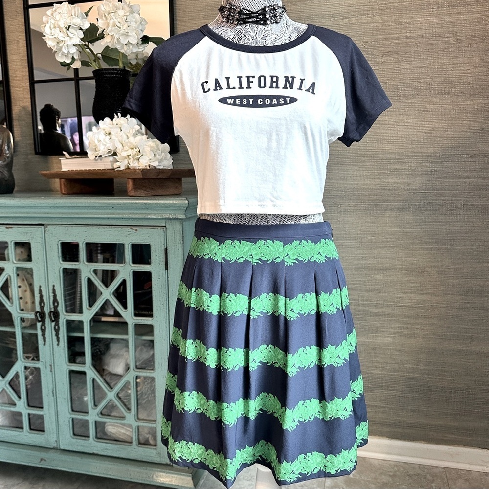J.Crew Navy Silk Mini Skirt Size 6 Y2K Style - Picture 4 of 15